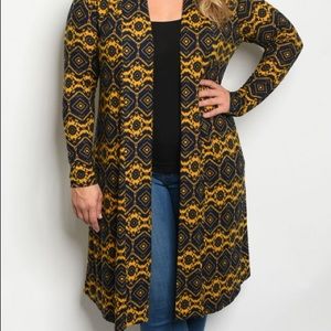 Long navy with gold cardigan plus size